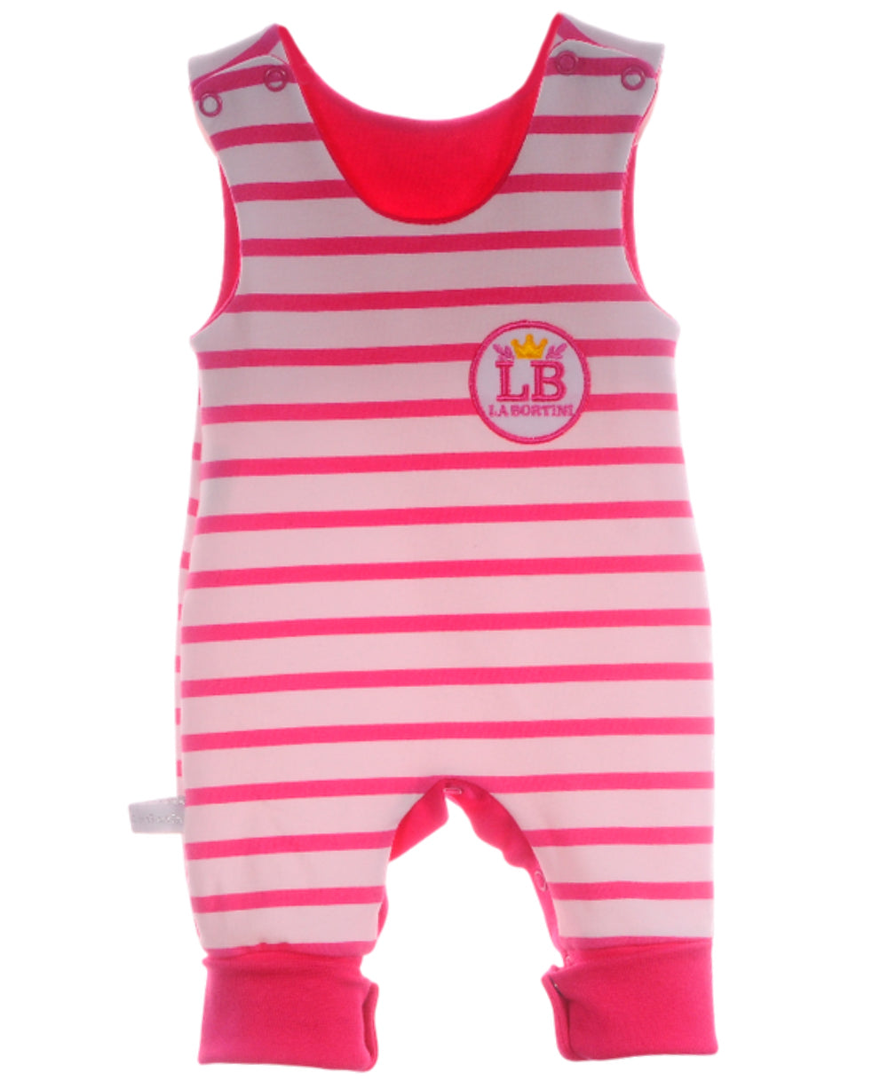 Strampler ärmellos gestreift in Pink Latzhose für Neugeborene