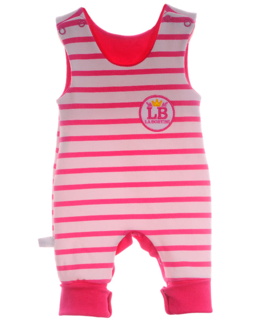 Strampler ärmellos gestreift in Pink Latzhose für Neugeborene