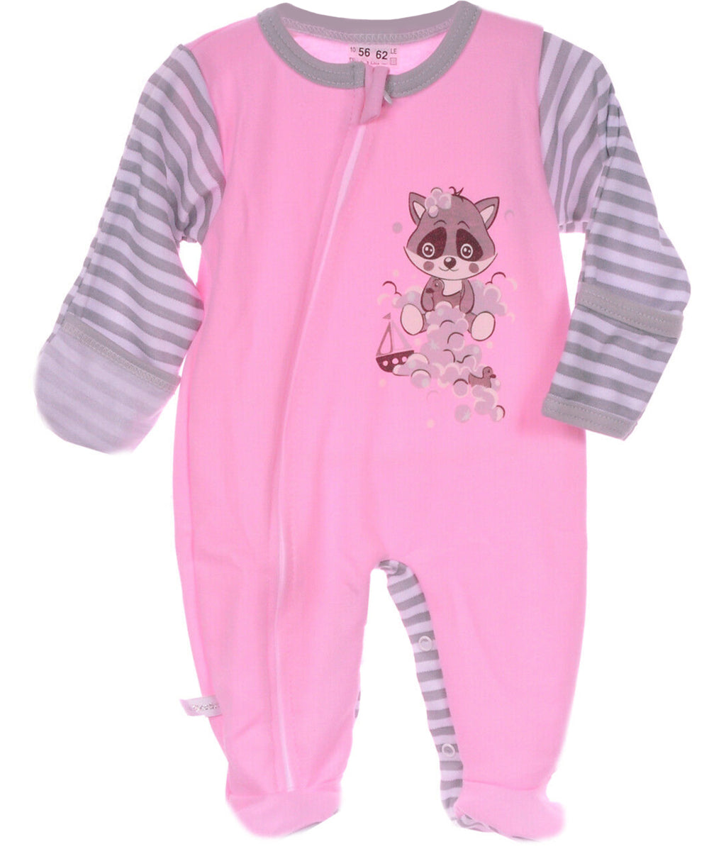 Baby Strampler Schlafanzug mit Kratzschutz in Rosa