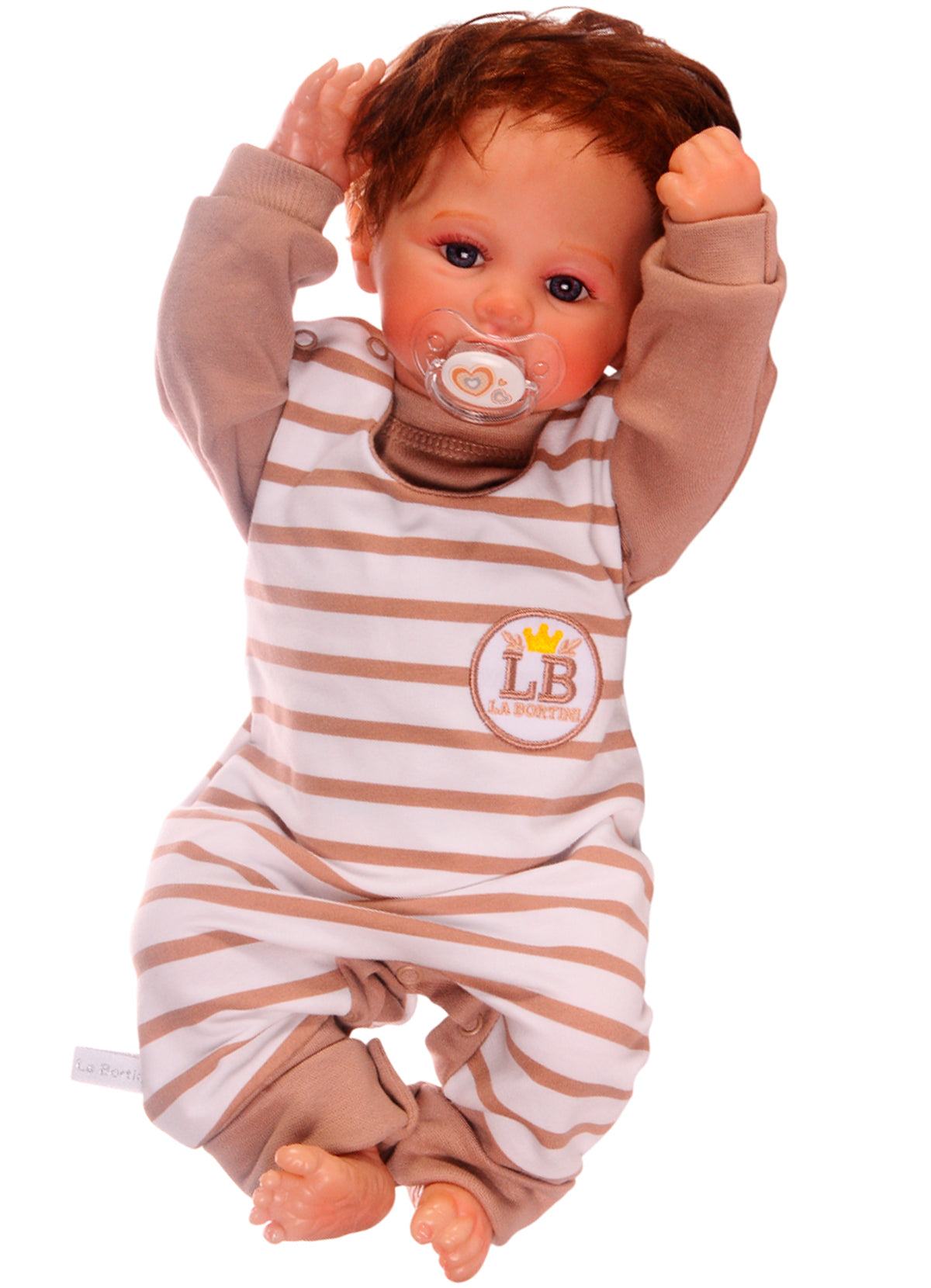 Baby Anzug 2-teilig in Weiß-Beige Strampler und Langarmshirt