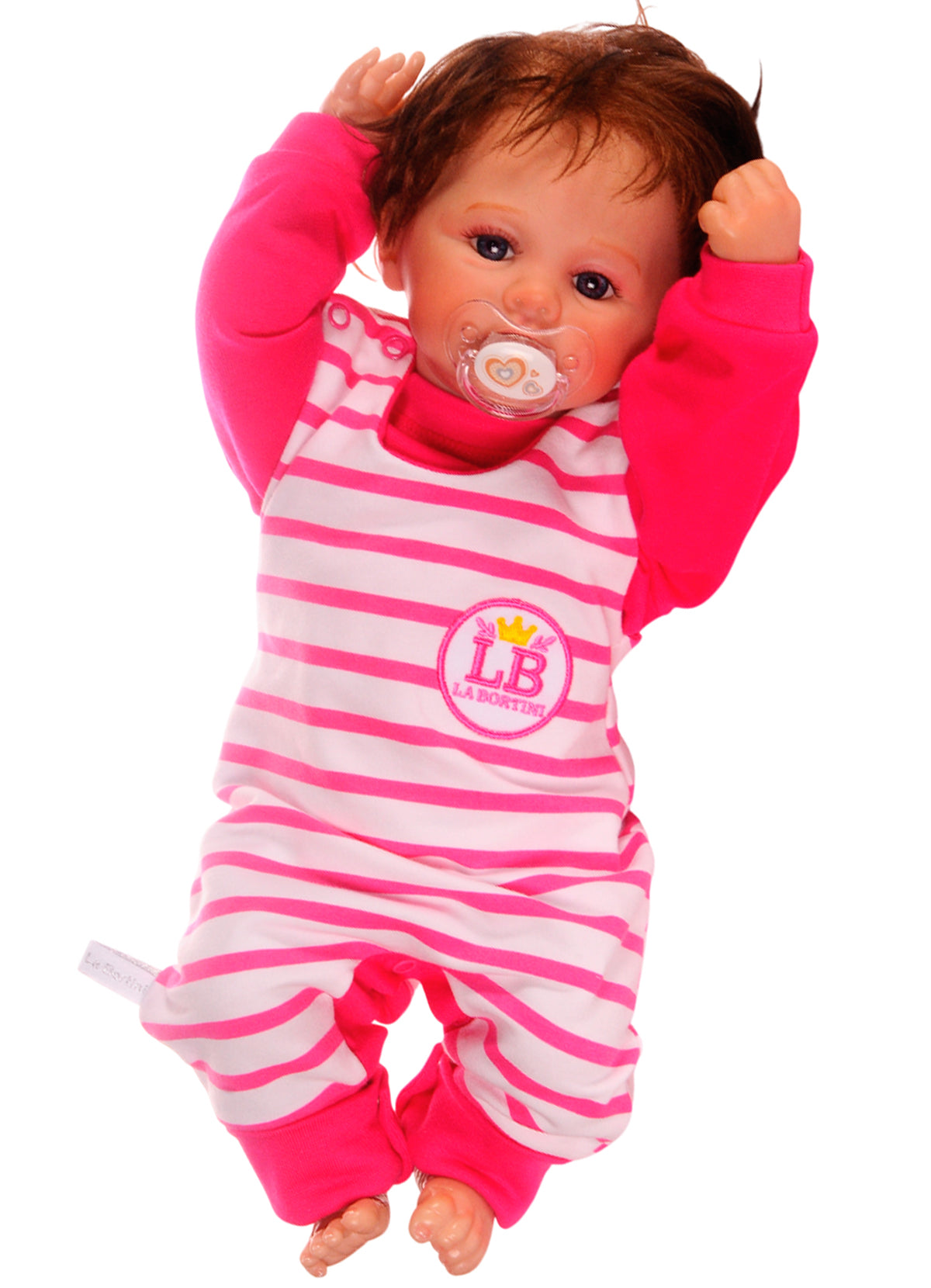 Baby Anzug 2-teilig in Weiß-Pink Strampler und Langarmshirt