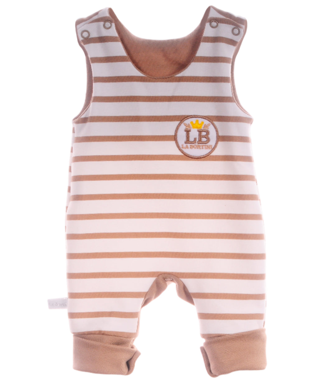 Baby Anzug 2-teilig in Creme-Beige Strampler und Wickelbody mit Kratzschutz