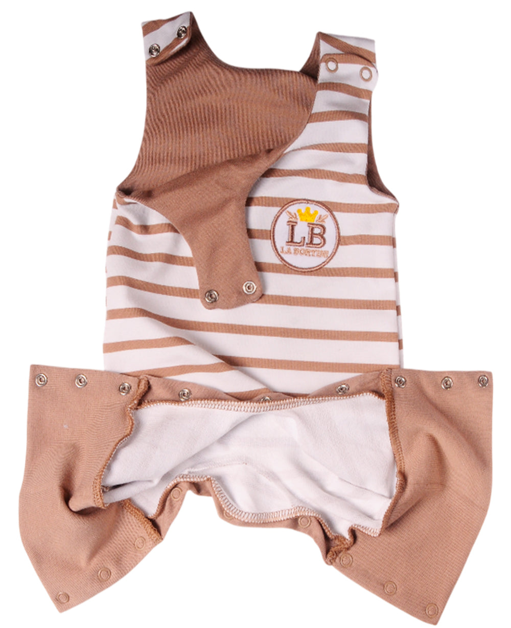 Baby Anzug 2-teilig in Creme-Beige Strampler und Wickelbody mit Kratzschutz