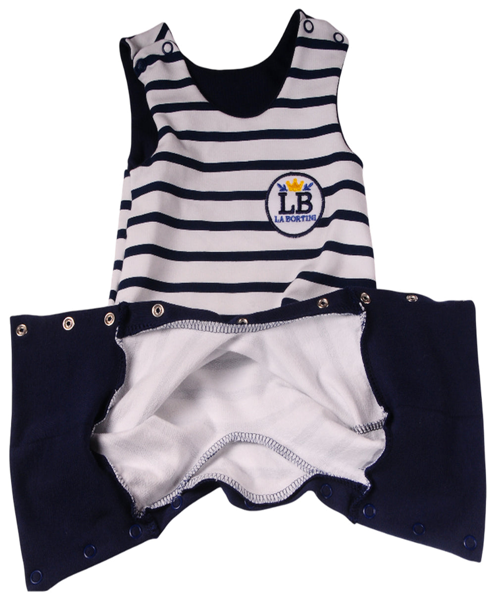 Baby Anzug 2-teilig in Weiß-Blau Strampler und Langarmshirt