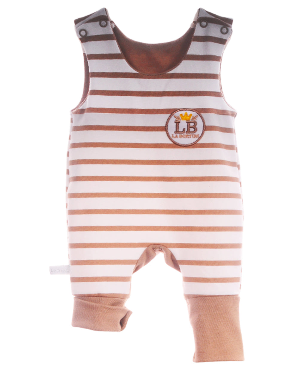 Strampler ärmellos gestreift in Beige Latzhose für Neugeborene