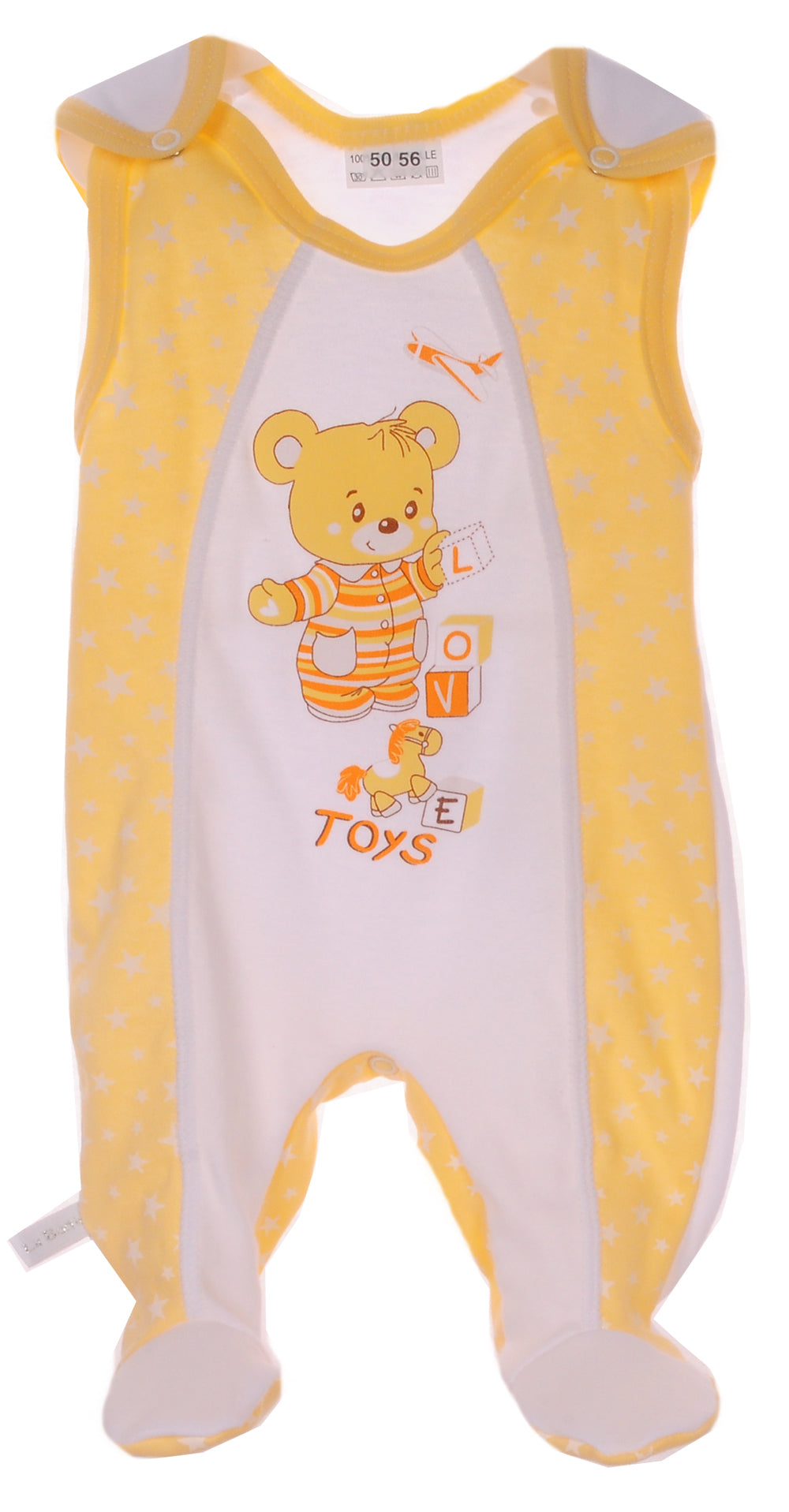 Baby Strampler Einteiler in weiß gelb mit Bärchen