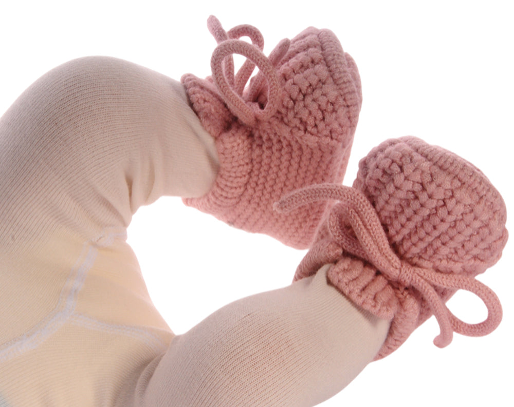 Baby Strickschuhe Booties Füßlinge 0-3Mon neutral Erstlingssocken in altrosa