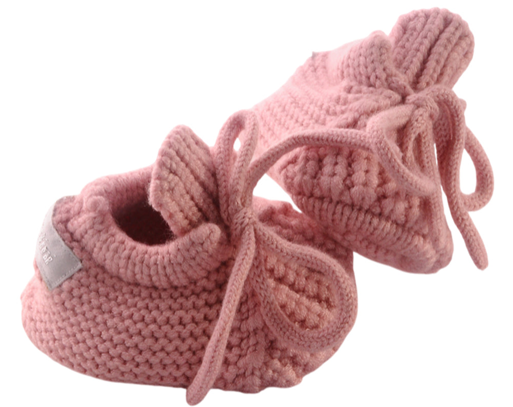 Baby Strickschuhe Booties Füßlinge 0-3Mon neutral Erstlingssocken in altrosa