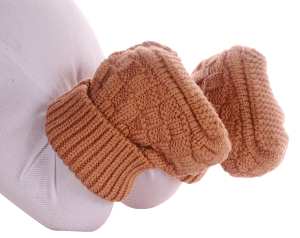 Baby Strickschuhe Booties Füßlinge 0-6Mon neutral Erstlingssocken in beige