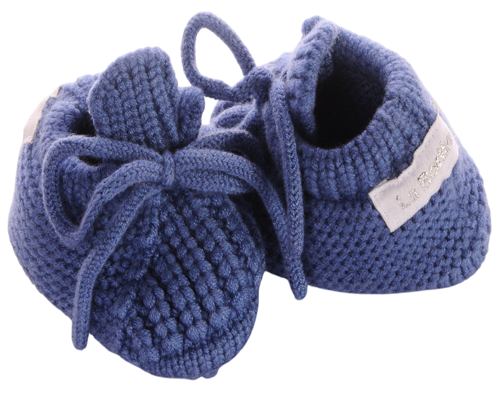 Baby Strickschuhe Booties Füßlinge 0-3Mon neutral Erstlingssocken in blau