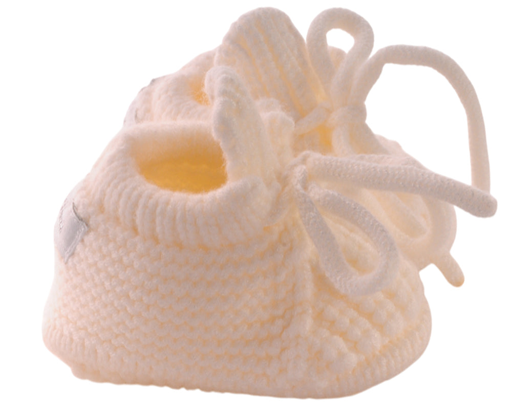Baby Strickschuhe Booties Füßlinge 0-3Mon neutral Erstlingssocken in creme