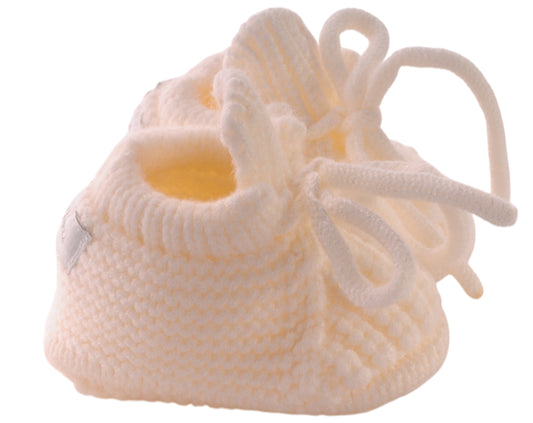 Baby Strickschuhe Booties Füßlinge 0-3Mon neutral Erstlingssocken in creme