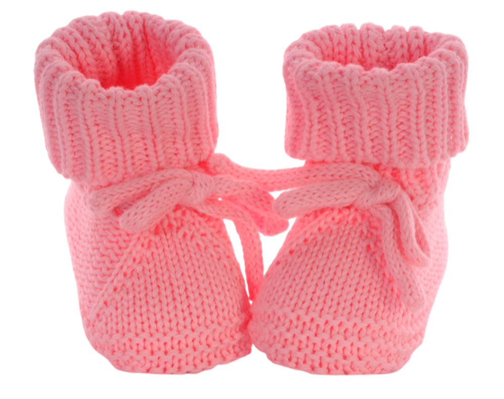 Baby Strickschuhe Booties Füßlinge 0-3Mon neutral Erstlingssocken in Rosa