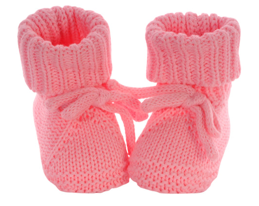 Baby Strickschuhe Booties Füßlinge 0-3Mon neutral Erstlingssocken in Rosa