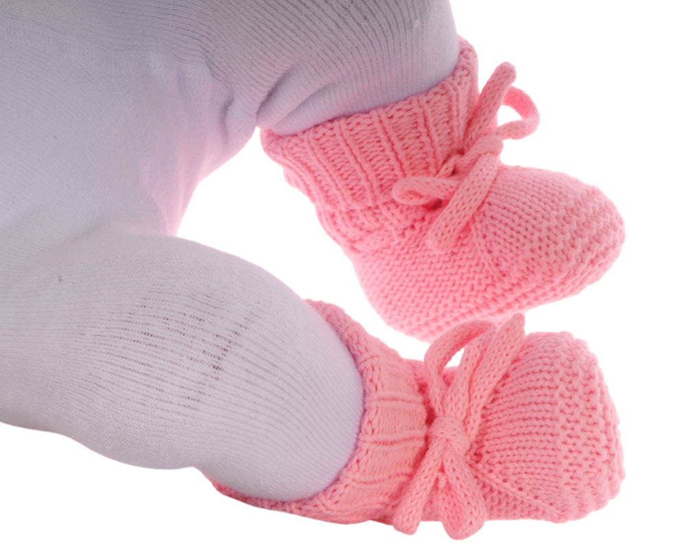 Baby Strickschuhe Booties Füßlinge 0-3Mon neutral Erstlingssocken in Rosa