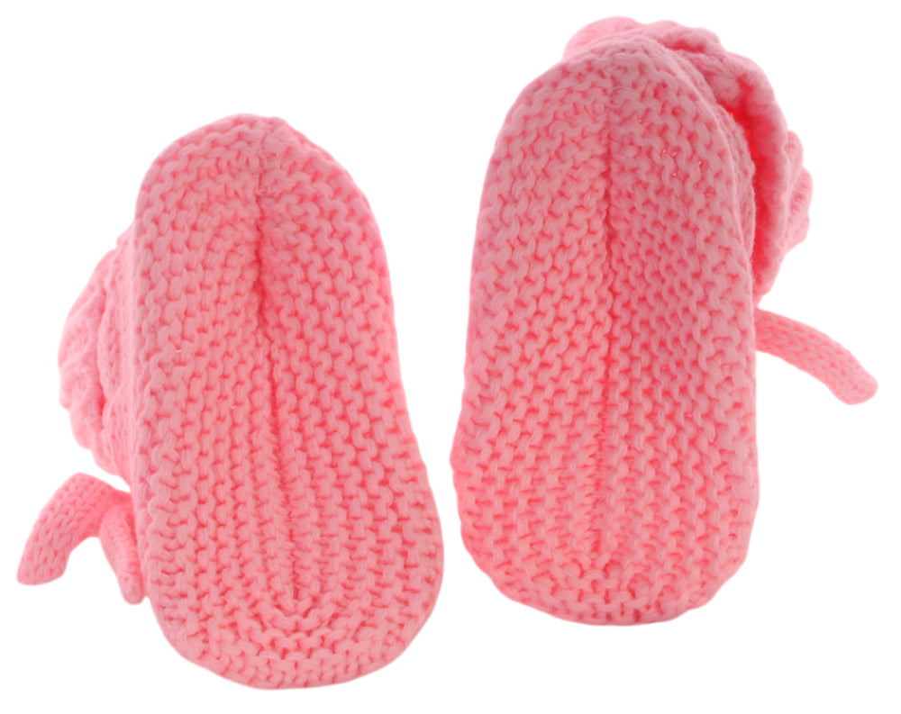 Baby Strickschuhe Booties Füßlinge 0-3Mon neutral Erstlingssocken in Rosa