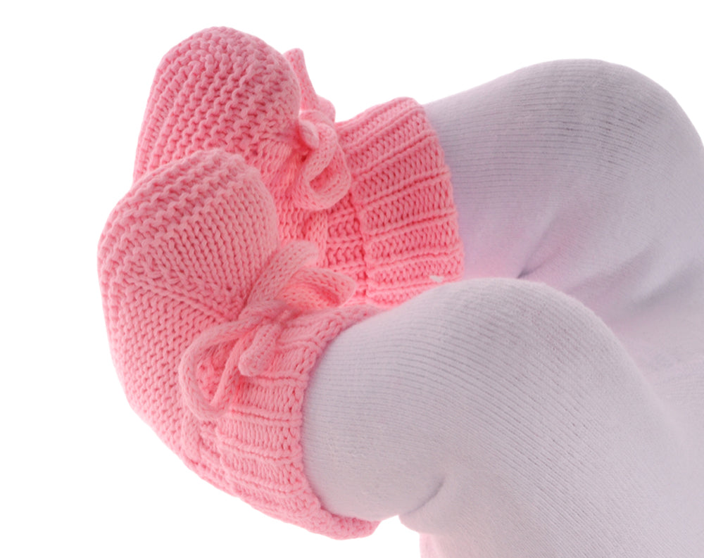 Baby Strickschuhe Booties Füßlinge 0-3Mon neutral Erstlingssocken in Rosa