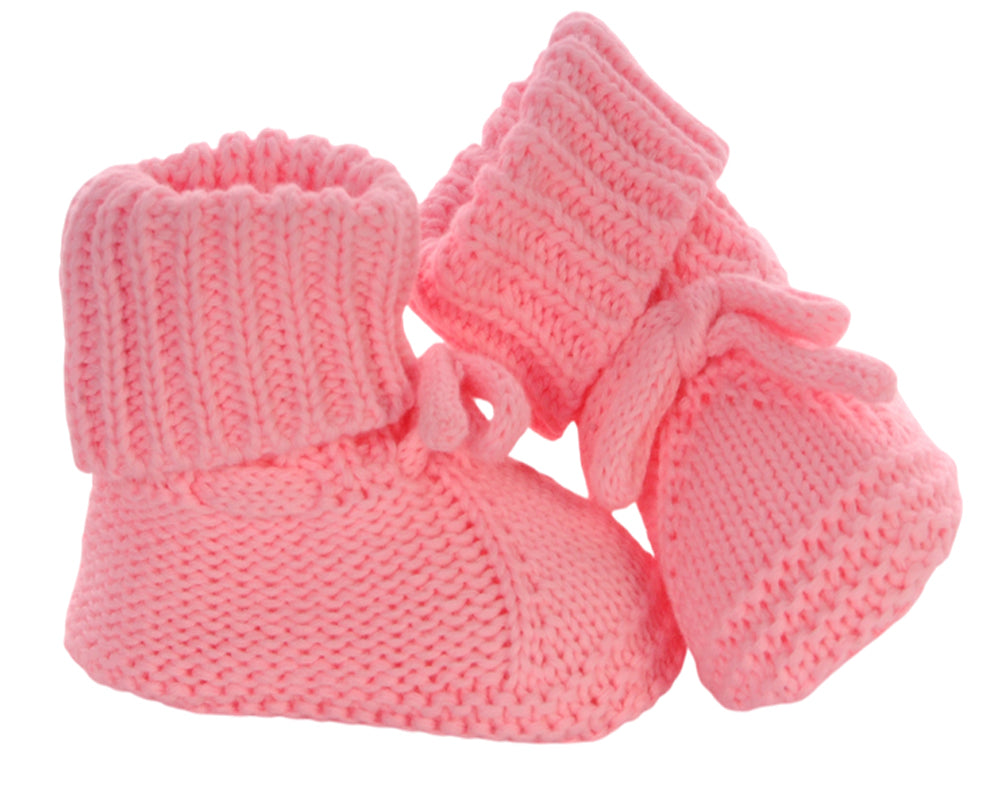 Baby Strickschuhe Booties Füßlinge 0-3Mon neutral Erstlingssocken in Rosa