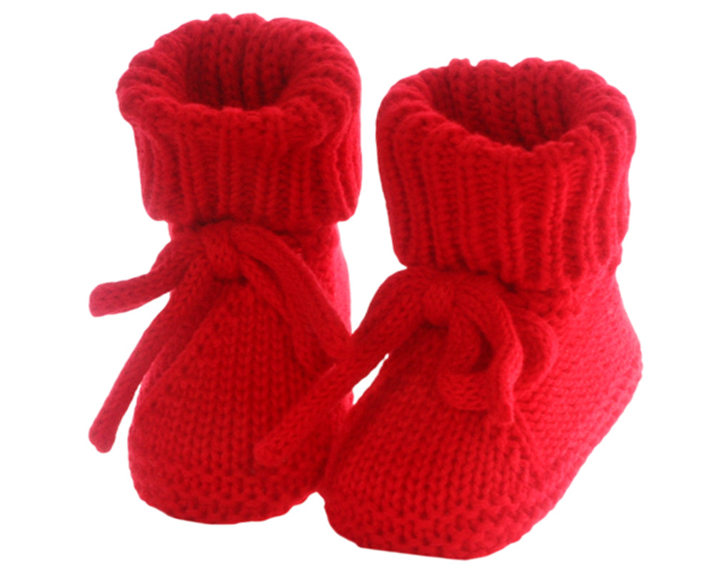 Baby Strickschuhe Booties Füßlinge 0-3Mon neutral Erstlingssocken in Rot für Weihnachten