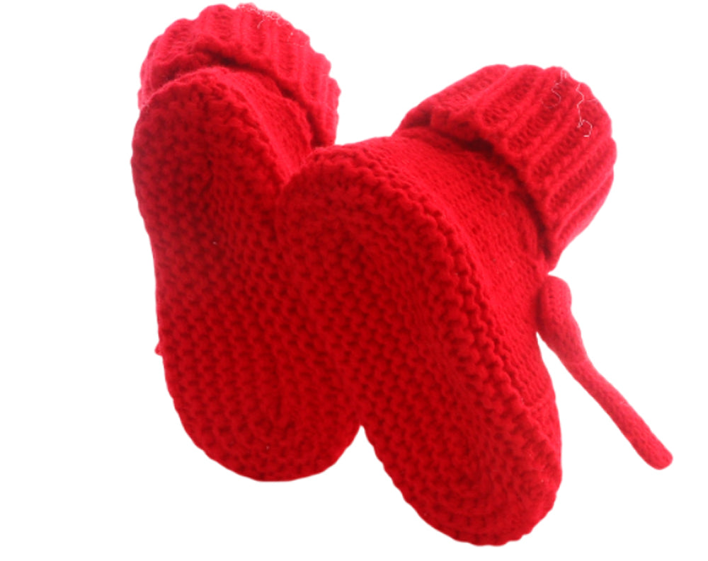 Baby Strickschuhe Booties Füßlinge 0-3Mon neutral Erstlingssocken in Rot für Weihnachten