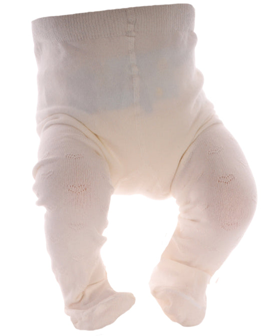 Strumpfhose in Creme mit Herzchen Muster für Baby und Kinder
