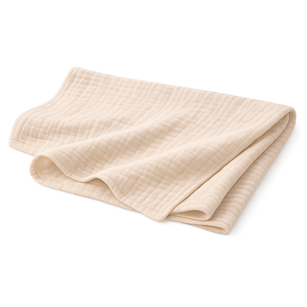 Baby Spucktuch 1 Stück 90 x 65cm aus weichem Musselin Stofftuch in Beige