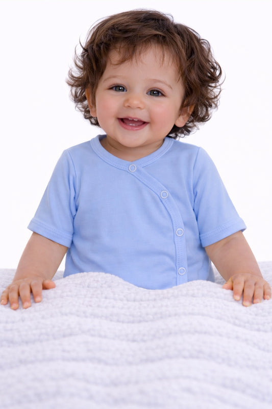 Baby Body Kurzarmbody Wickelbody in Blau