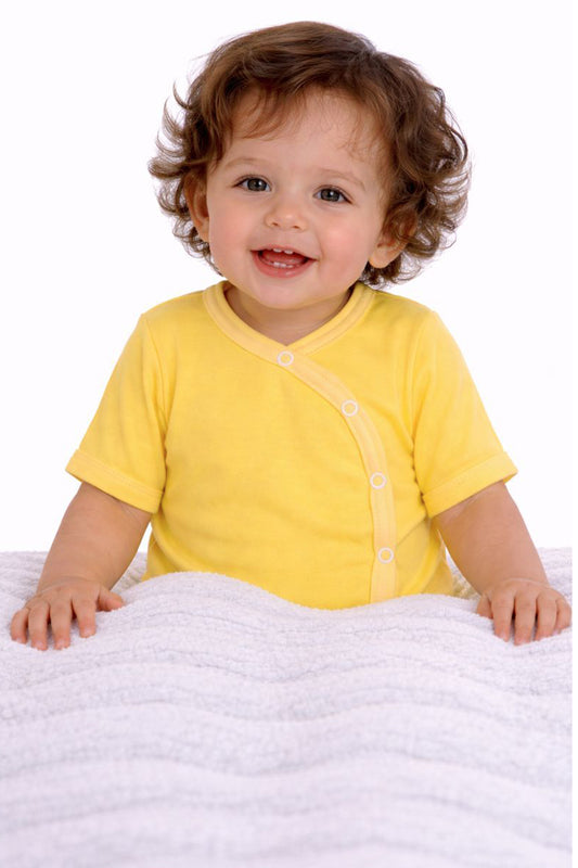 Baby Body Kurzarmbody Wickelbody in Gelb