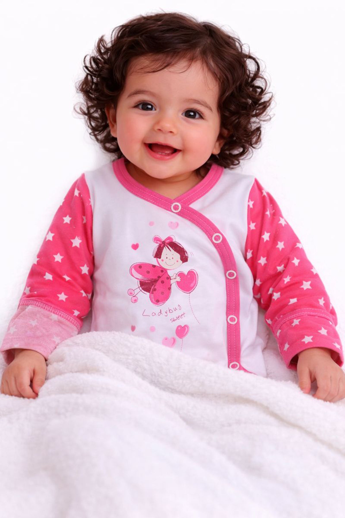 Baby Body Wickelbody langarm mit Kratzschutz in Pink