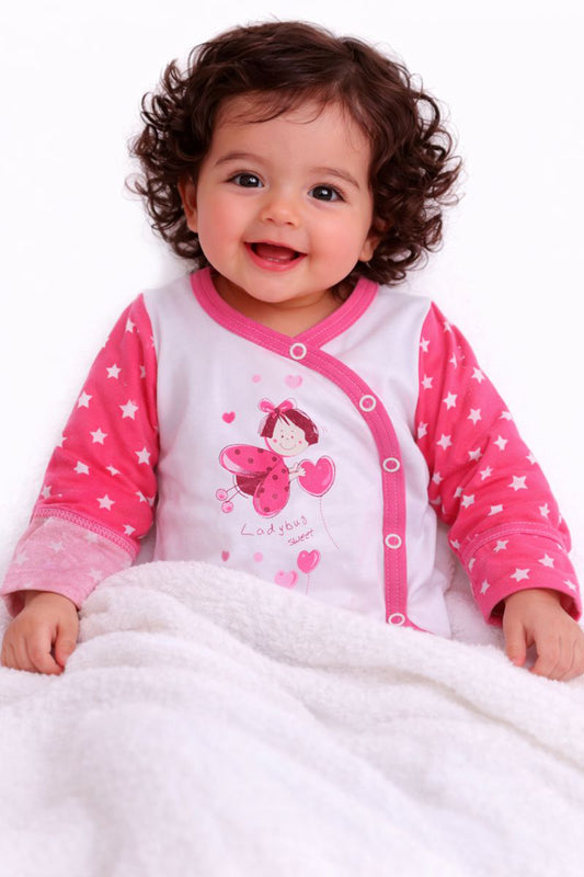 Baby Body Wickelbody langarm mit Kratzschutz in Pink