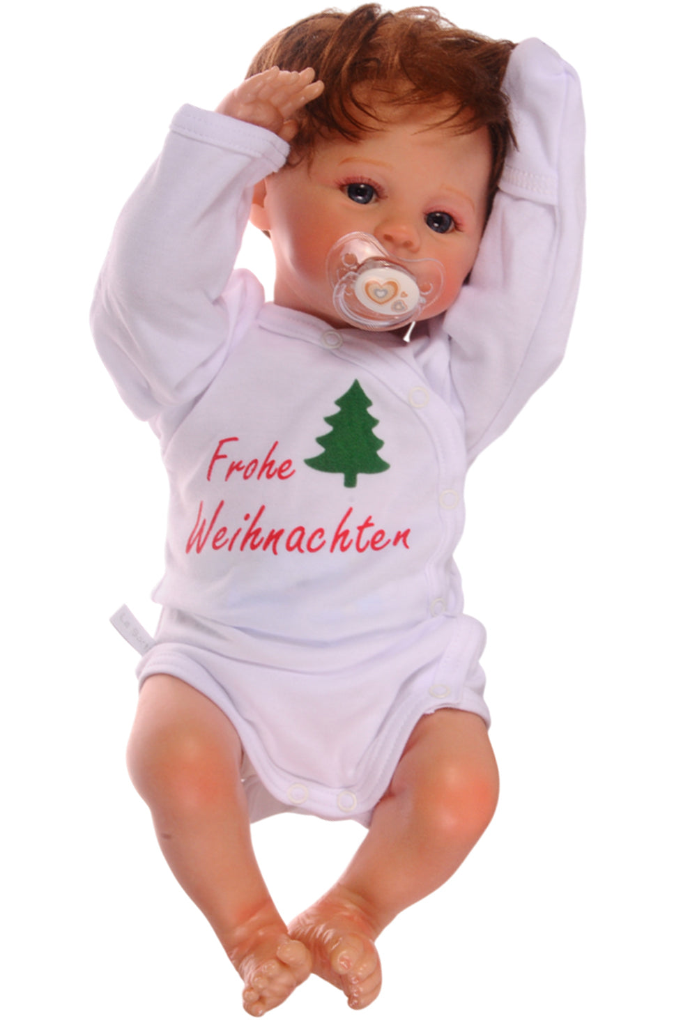 Baby Anzug für Weihnachten Wickelbody Hose Mütze Socken Set in Rot Weiß