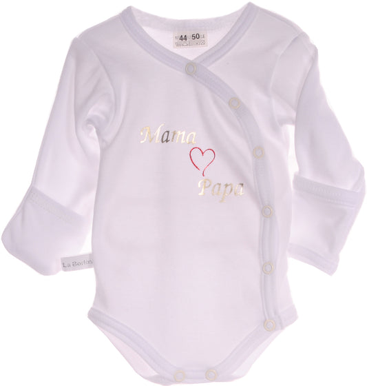 Body im Wickelschnitt Baby Wickelbody in Weiß