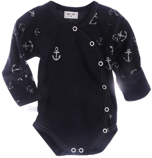 Body Baby Wickelbody mit Anker Muster in Blau