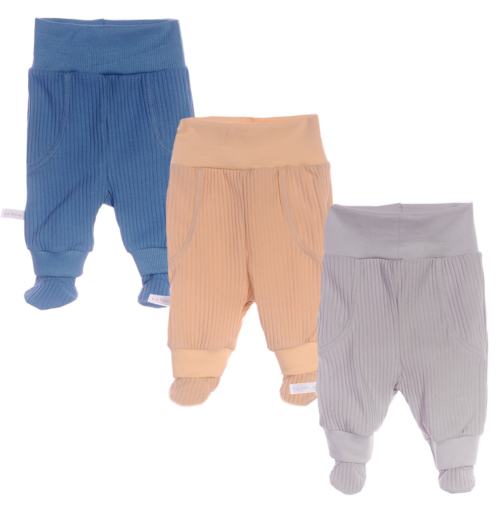 Baby Hosen mit Füßchen 3er Pack