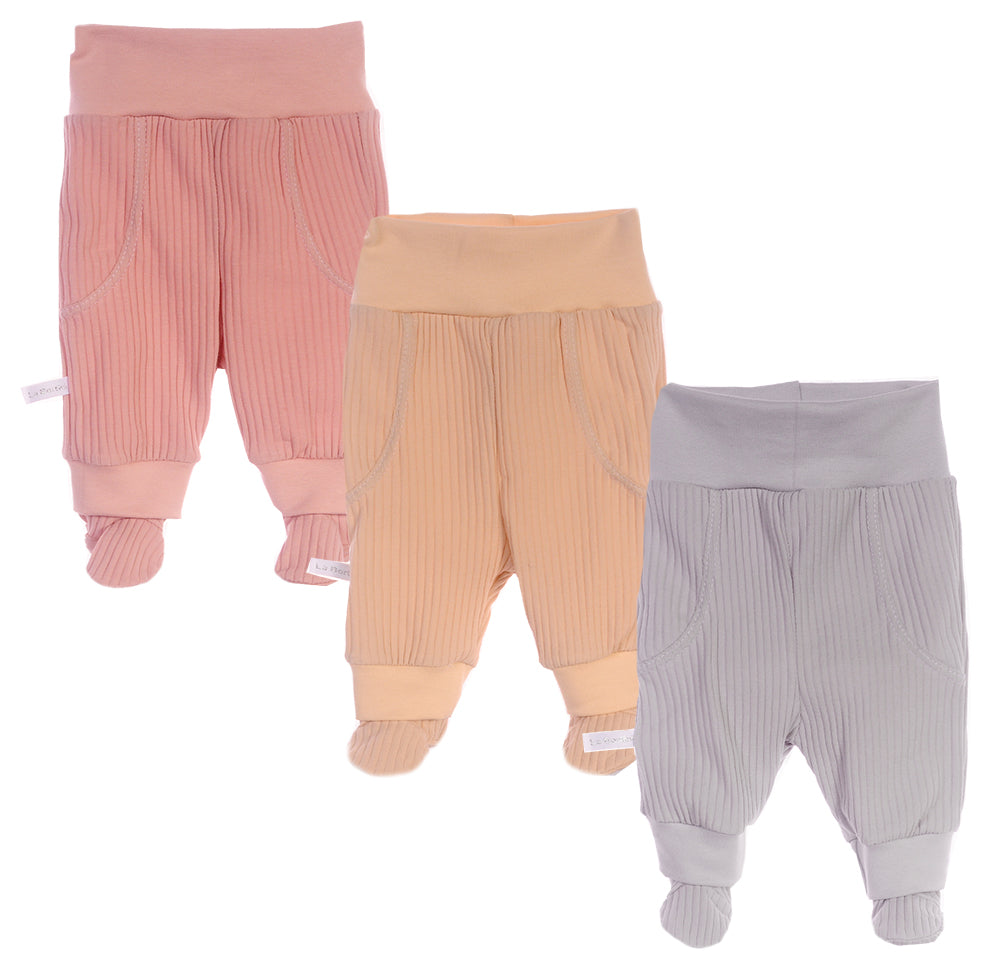 Baby Hosen mit Füßchen 3er Pack