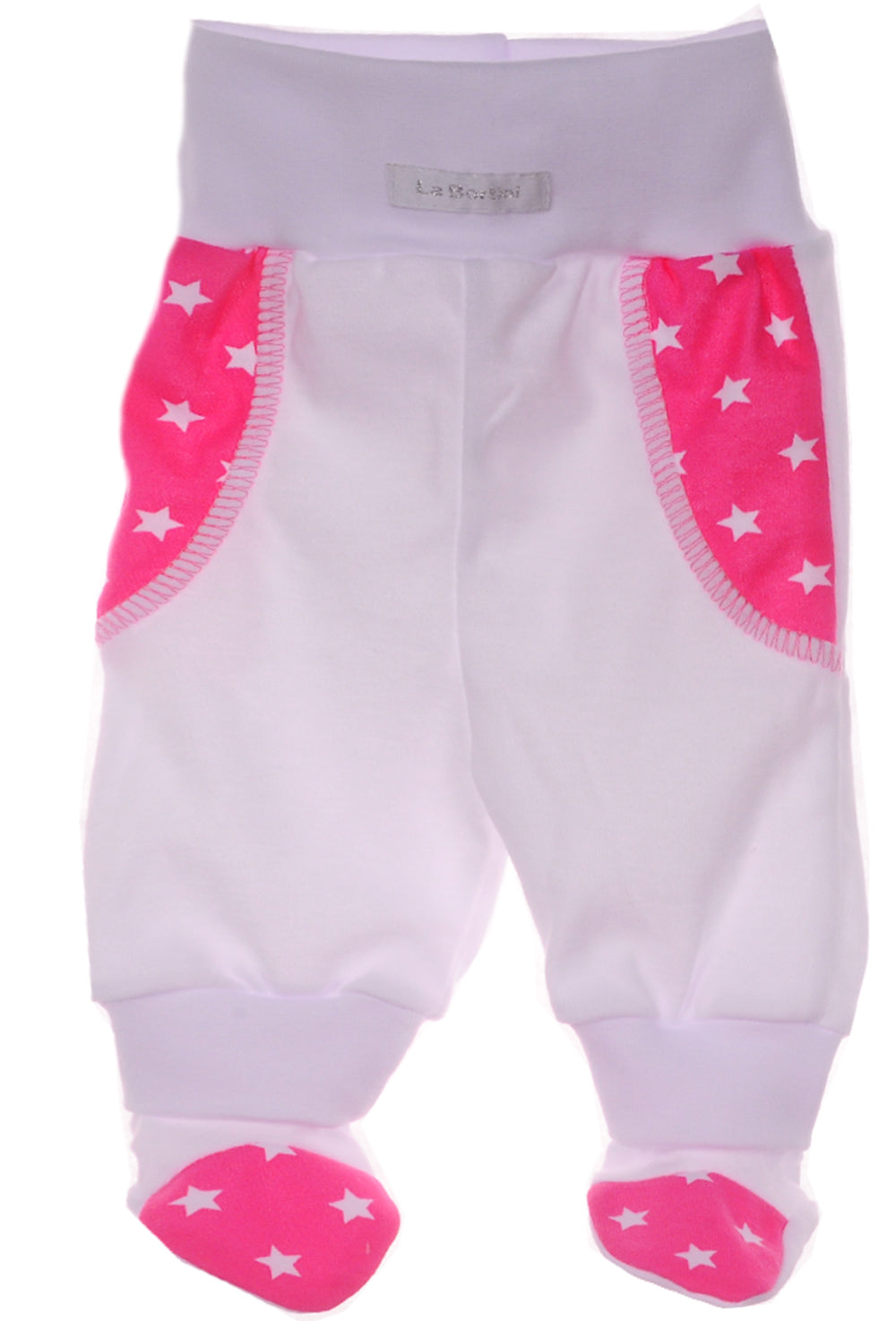 Baby Set 3Tlg Hemdchen Hose Mütze Erstlingsset 44 50 56 62 68 74 in weiß pink